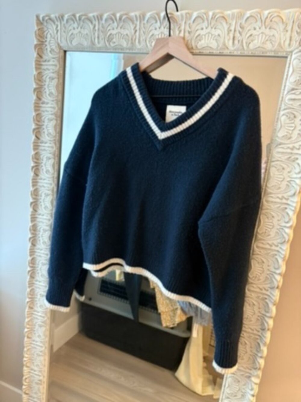 Abercrombie Blue and White V Neck Sweater